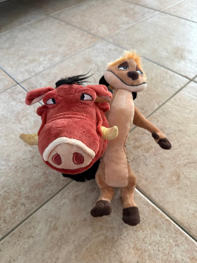 Disney Pumba en Timon knuffels - Disneyland Parijs - Pumbaa, Gebruikt, Disney, Overige typen, Ophalen of Verzenden