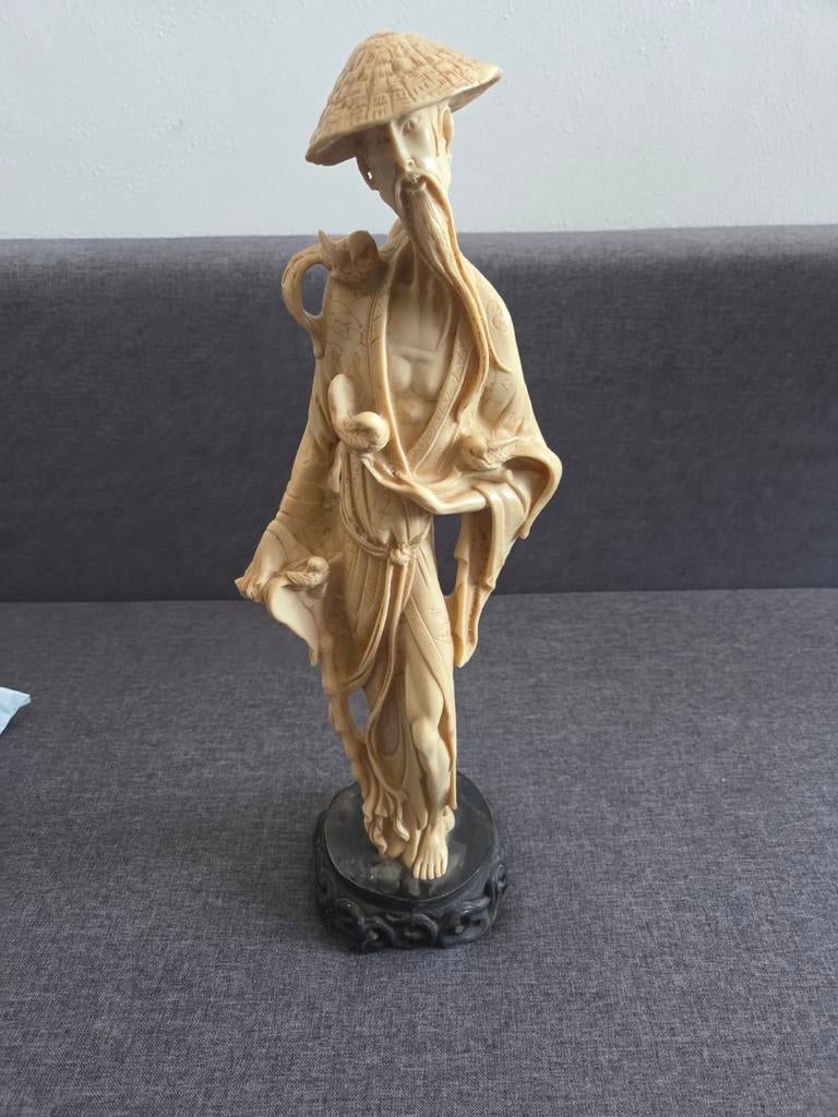 Gedetailleerd Aziatisch beeld van man met baard, 47 cm, Ophalen of Verzenden