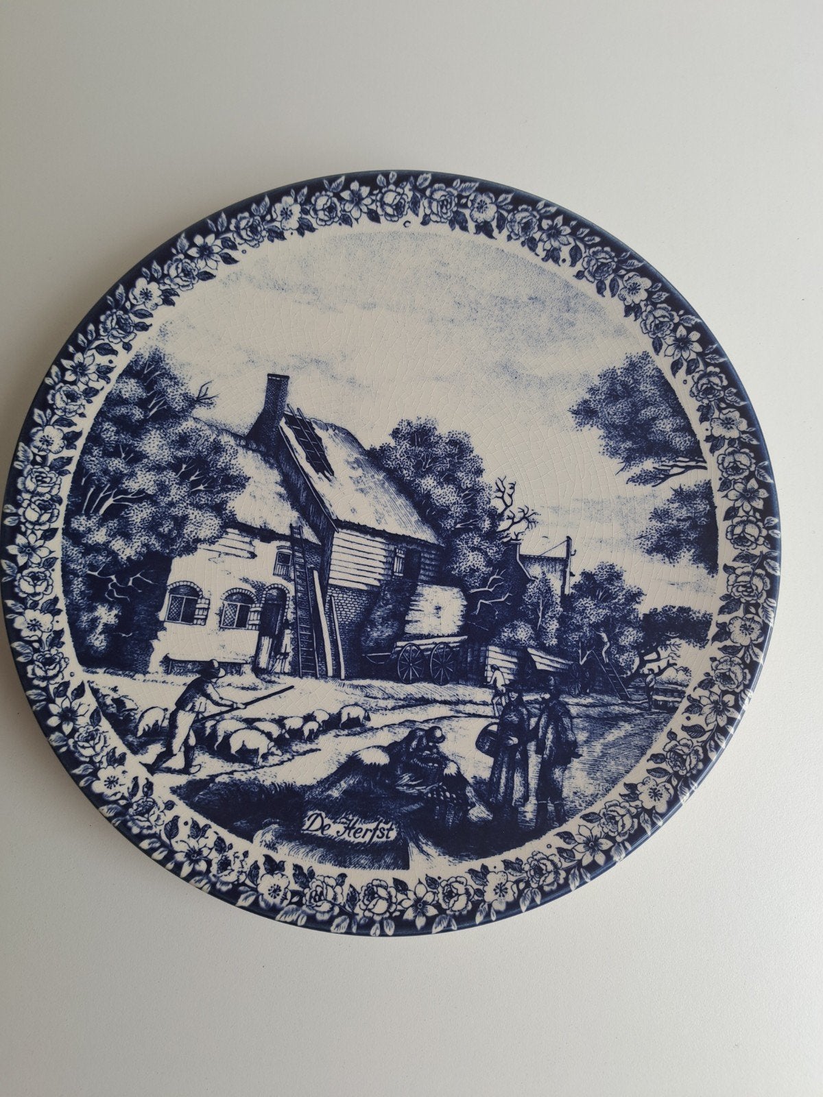 Delfts Blauw Chemkefa Wandbord 'De Herfst' - Made in Holland, Ophalen of Verzenden