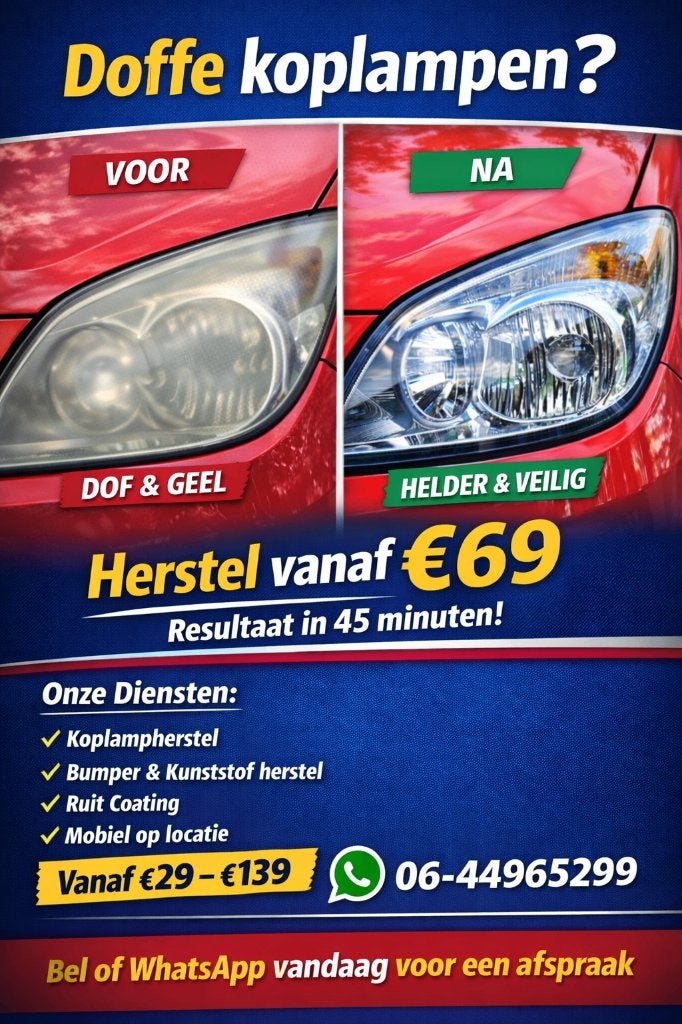 Koplampen herstellen en polijsten, Ophalen, Nieuw