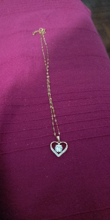 Gouden Hart Ketting met Kristallen Hanger, Overige materialen, Ophalen of Verzenden, Zo goed als nieuw, Verstelbaar