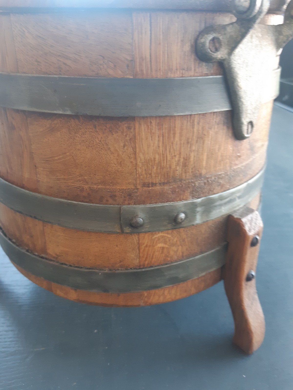 brocant eikenhouten schaalmodel wasmachine, Antiek en Kunst, Ophalen of Verzenden