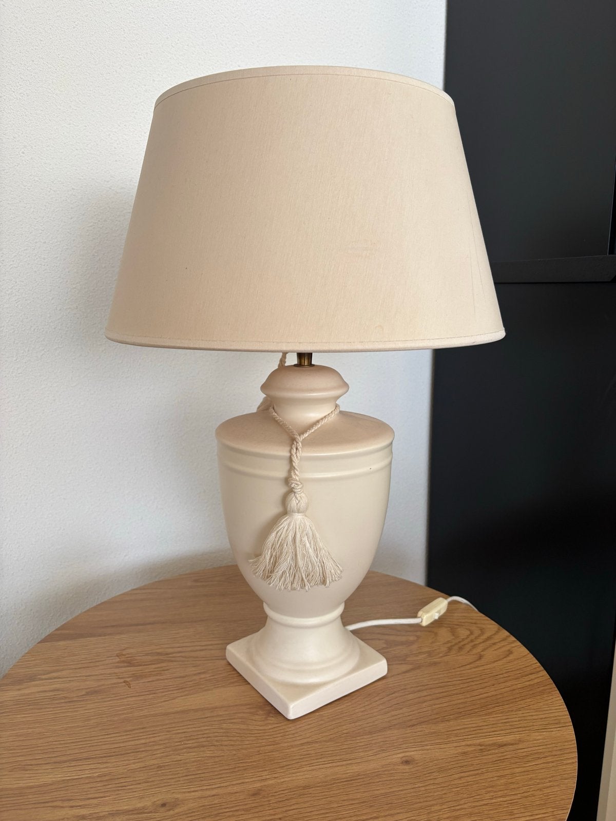 Ecru/crème schemerlamp - 25 cm hoog, Ophalen, Gebruikt, Stof, Minder dan 50 cm