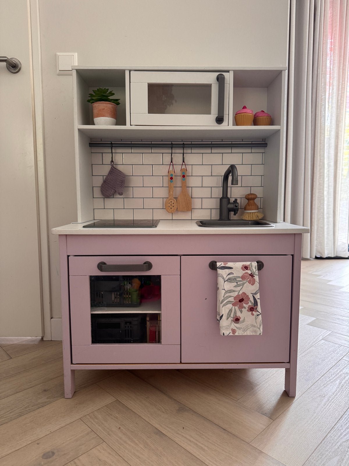 Gerestylede IKEA Speelgoedkeuken - Lila, Ophalen, Gebruikt, Hout, Speelkeuken
