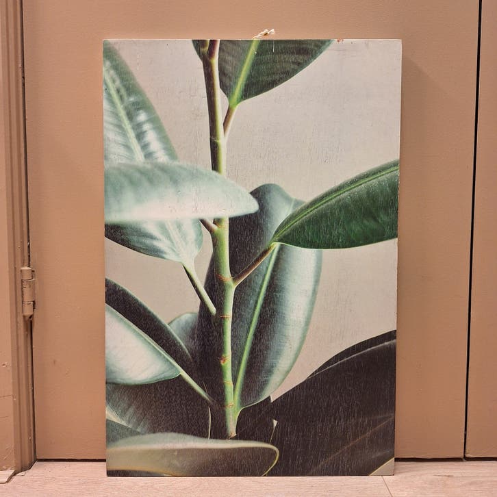 Wanddecoratie met Plantenprint (Houten Paneel)
