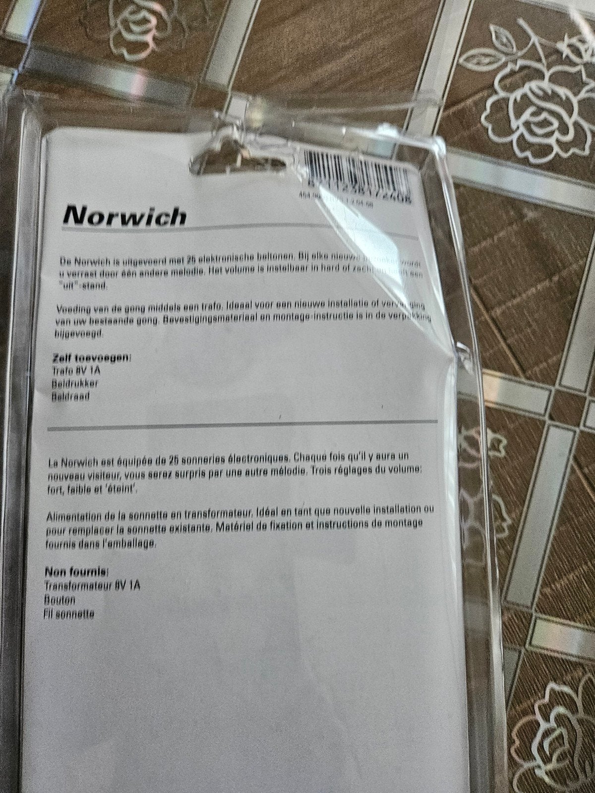Nieuwe Norwich Elektronische Deurbel met 25 Melodieën, Huis en Inrichting, Ophalen of Verzenden, Nieuw, Bedraad
