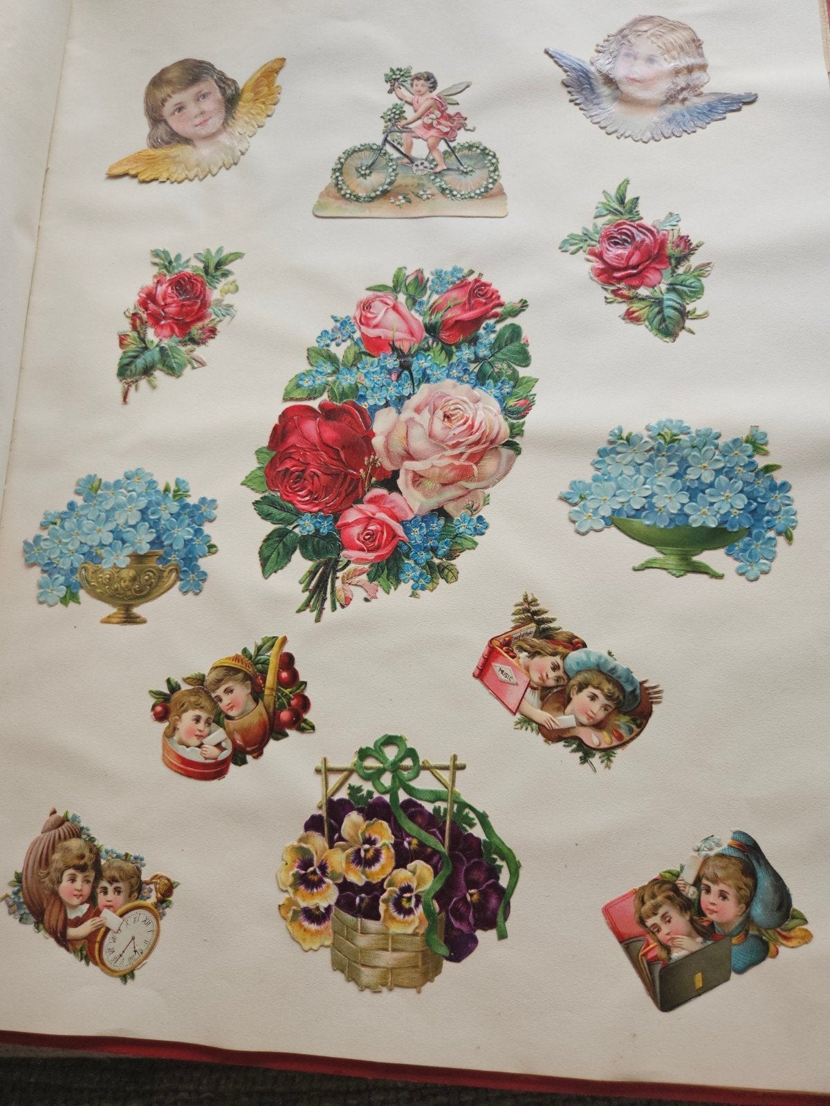 antiek poezieplaatjes Engeltjes en Bloemen, Verzamelen, Ophalen of Verzenden