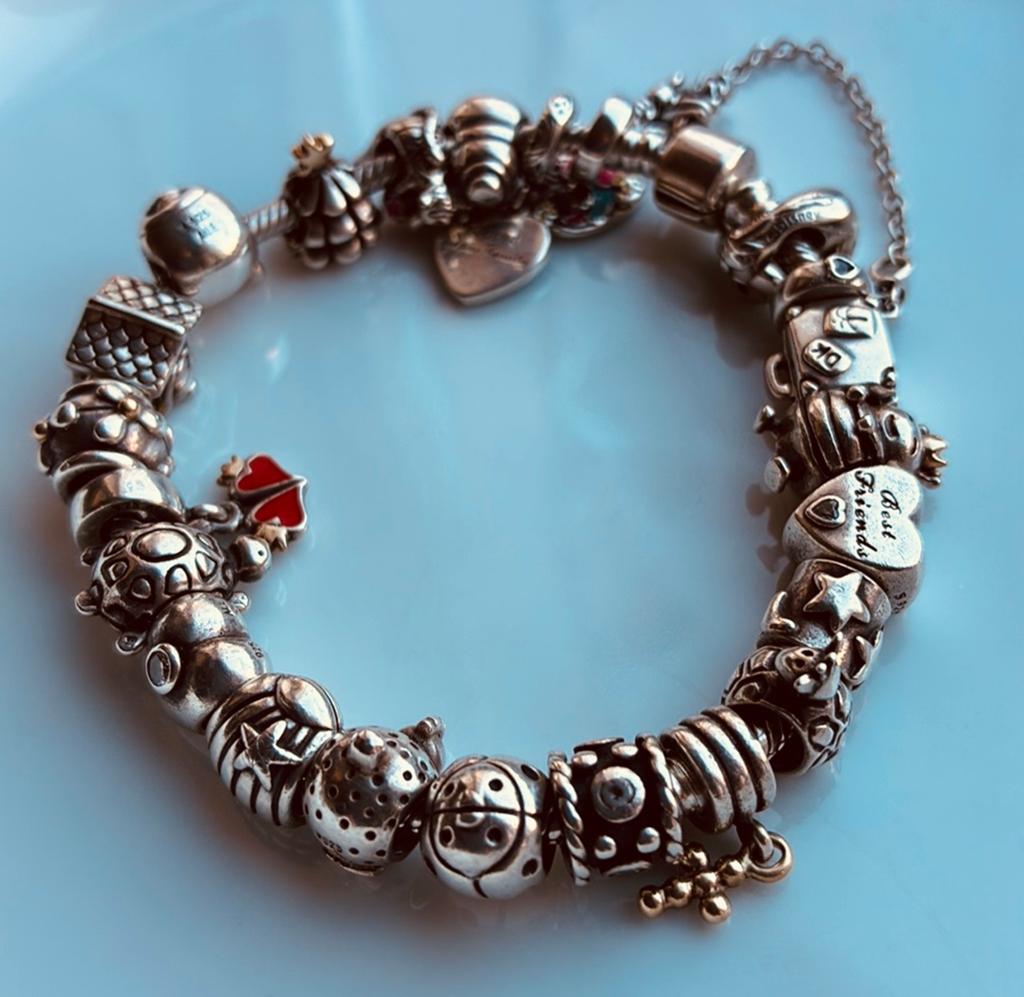 Pandora armband zilver/goud, Sieraden, Tassen en Uiterlijk, Armbanden, Ophalen of Verzenden, Zo goed als nieuw, Zilver