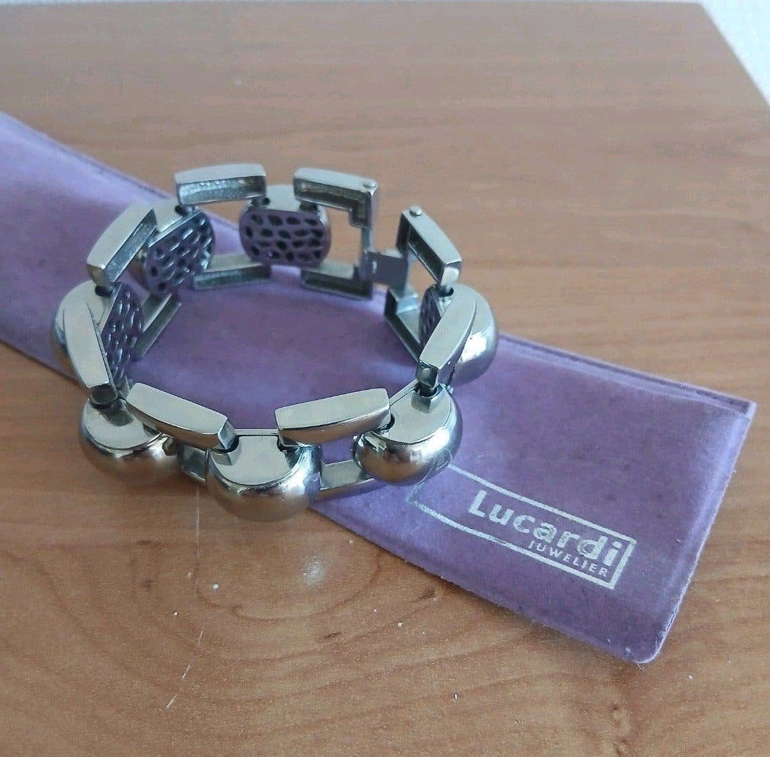 Lucardi lucardi rvs roestvrij staal , stalen armband 20 cm, Ophalen of Verzenden, Zo goed als nieuw, Zilver, Staal