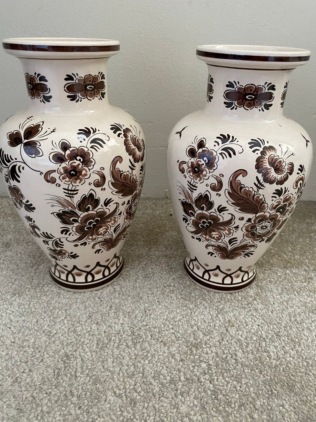 Set van 2 Delft Holland Handwerk "Leyden" vazen, Ophalen of Verzenden