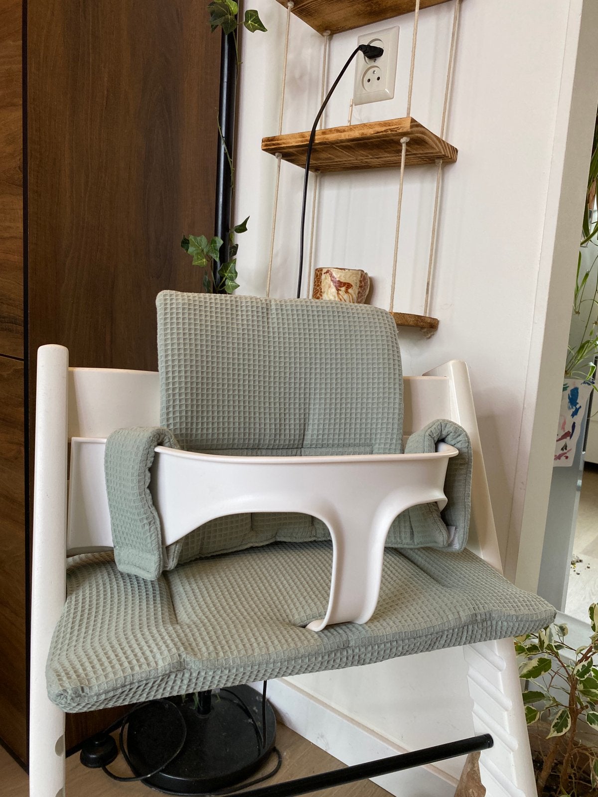 Mintgroen wafel kussenset voor kinderstoel stokke tripp trap, Ophalen of Verzenden, Nieuw, Meegroeistoel, Stoelverkleiner