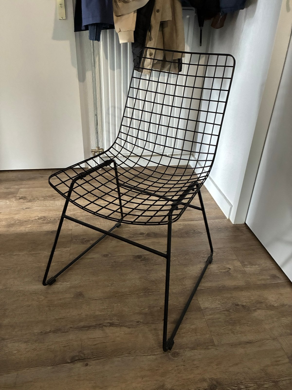 Zwarte metalen draadstoel - Modern design, Ophalen, Gebruikt, Zwart, Metaal