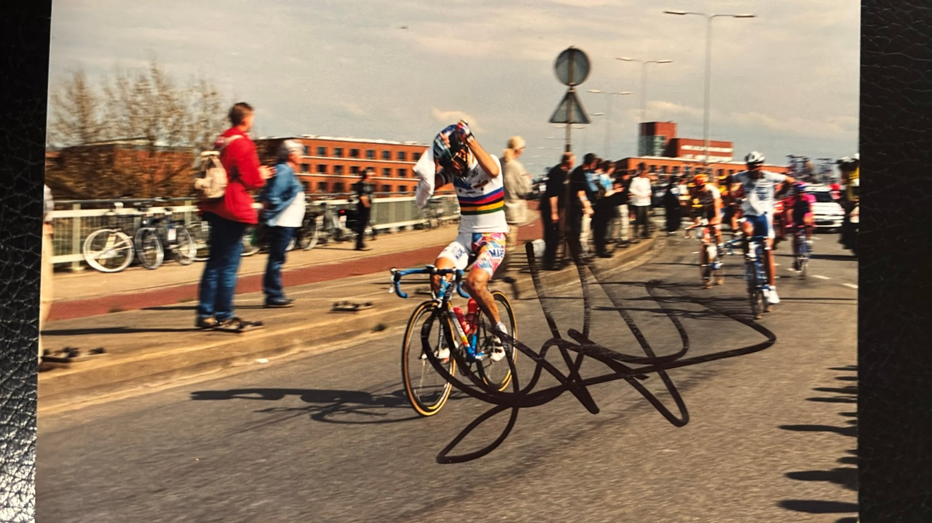 Wielrennen LEGENDE Oscar FREIRE FOTO ECHTE handtekening, Verzamelen, Verzenden, Zo goed als nieuw, Overige sporten, Overige typen