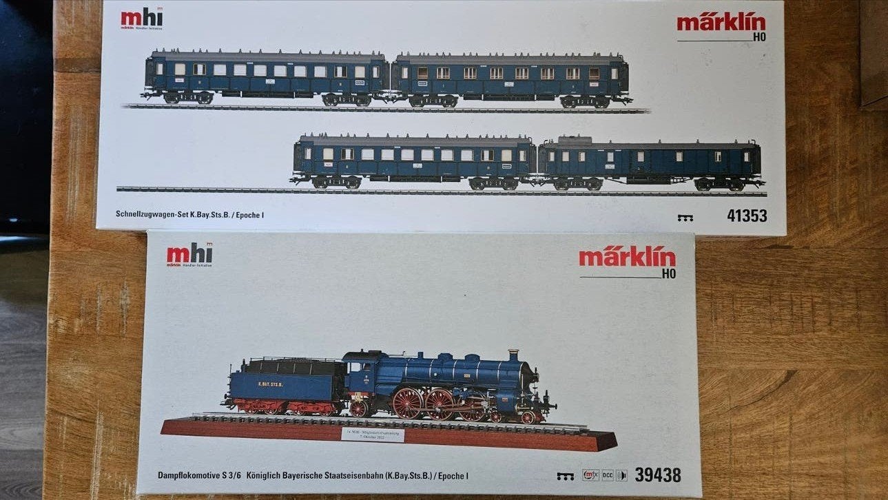 Marklin 39438 + 41353 Complete Groenblauwe Treinset (MHI), Wisselstroom, Treinset, Ophalen of Verzenden, Zo goed als nieuw