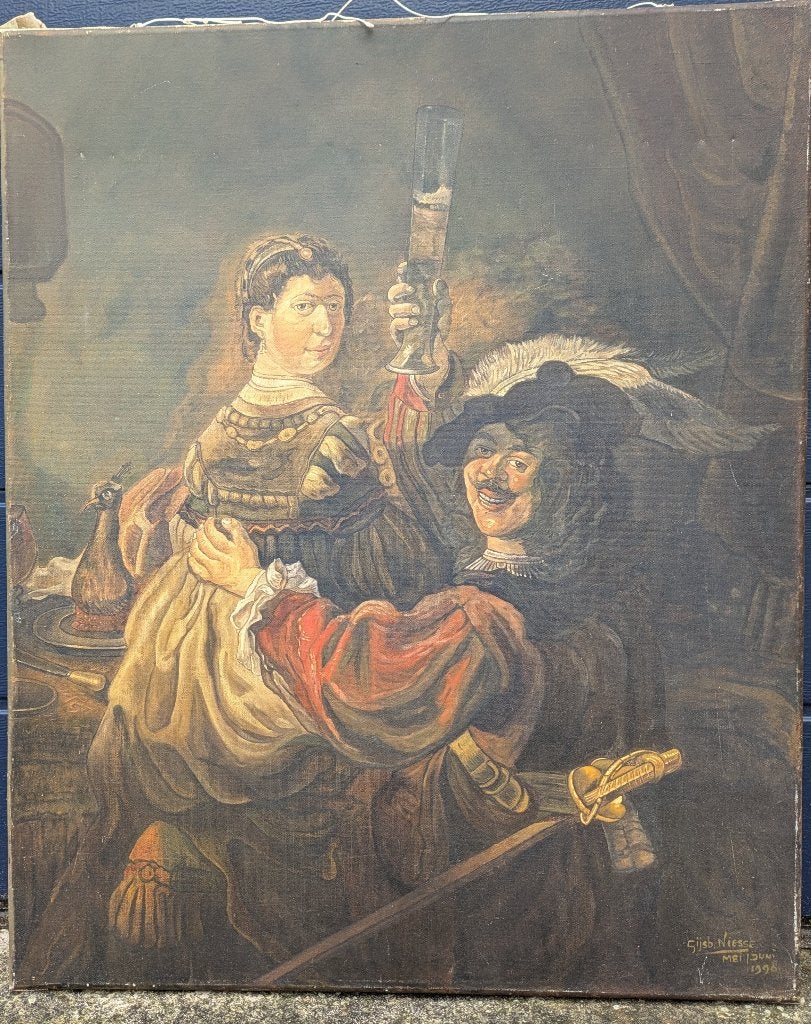 schilderij Rembrandt met Saskia, Antiek en Kunst, Ophalen, Klassiek, Gedateerd, Portret of Personen