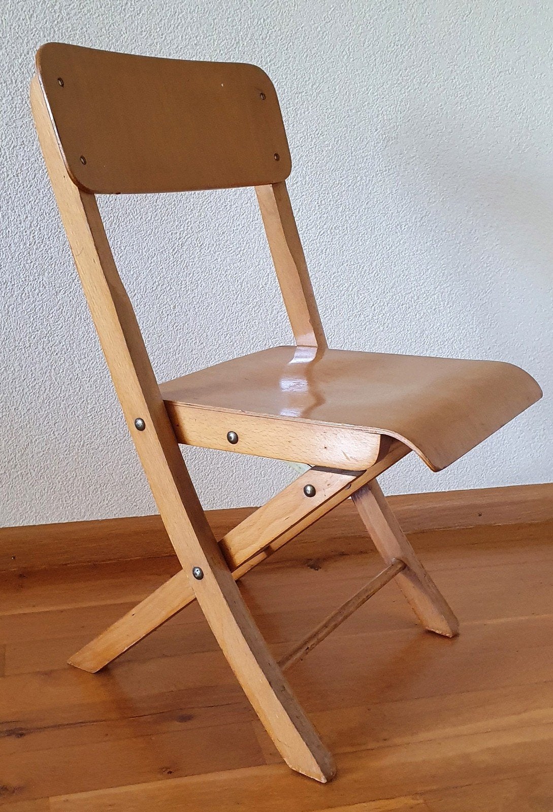 Vintage kinderstoel, klapstoel Herlag stijl haren 50-60, Huis en Inrichting, Stoelen, Ophalen, Gebruikt, Bruin, Eén