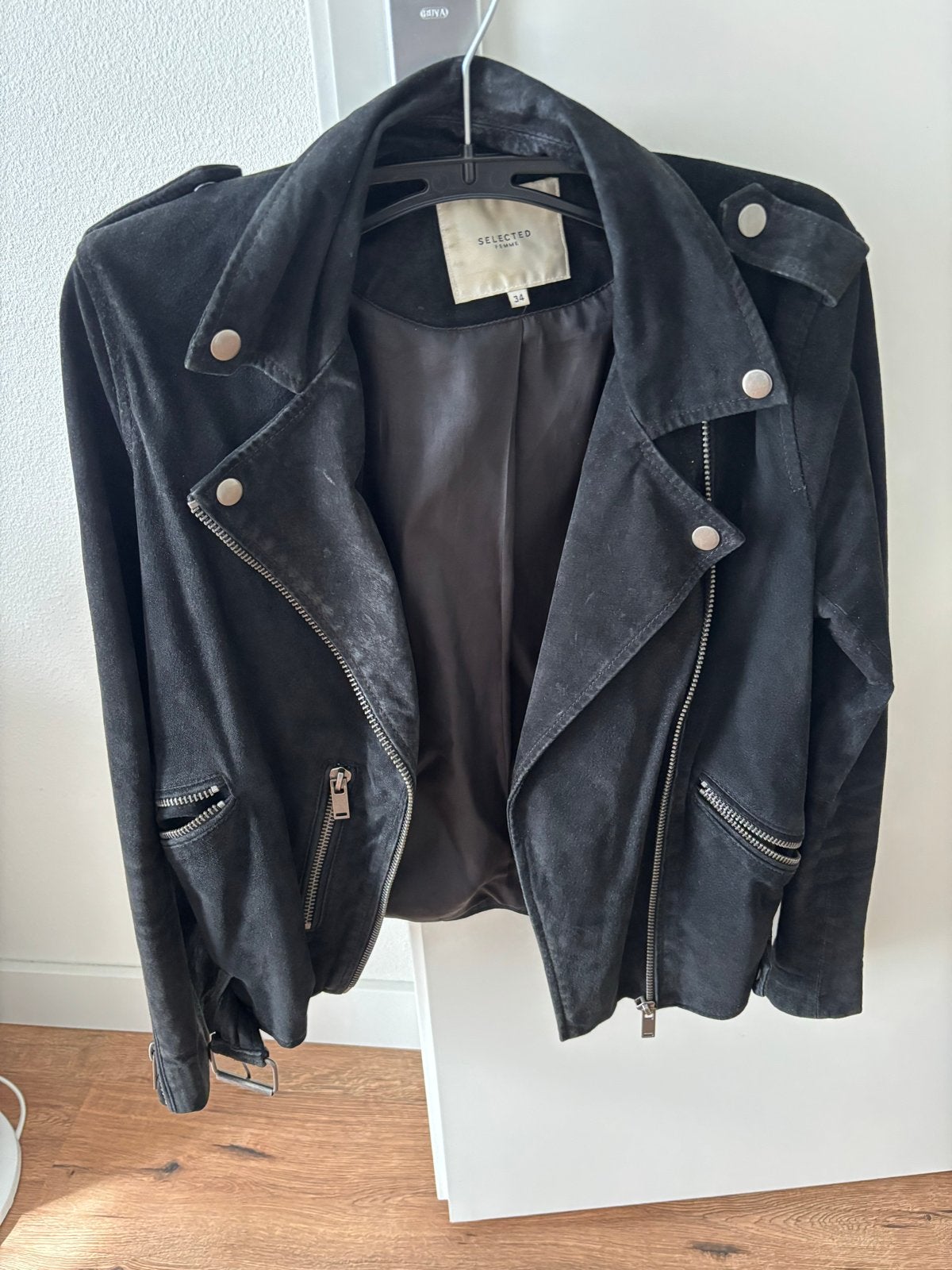 Selected Femme suède bikerjack - Maat 34 (XS), Ophalen of Verzenden, Gedragen, Maat 34 (XS) of kleiner, Zwart