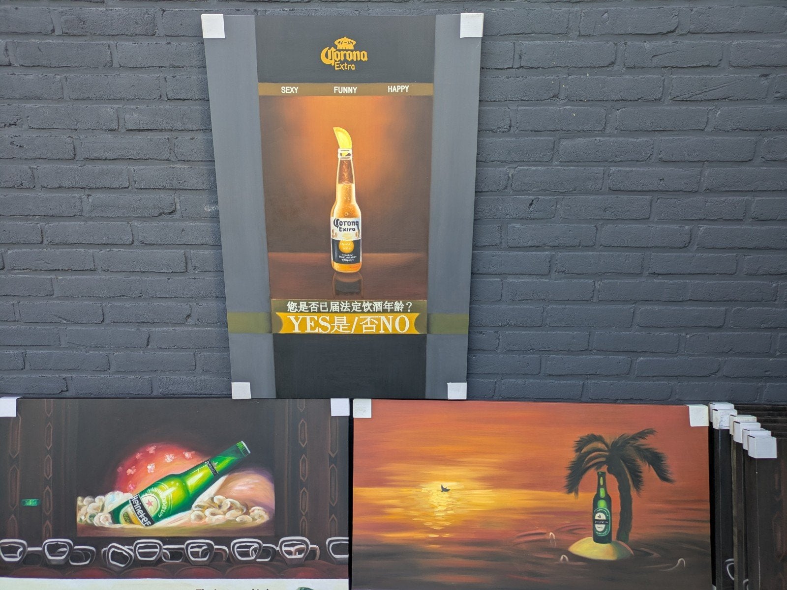Heineken en Corona canvasdoeken 90x60, 50 – 75, Nieuw, Ophalen of Verzenden, 75 tot 100 cm