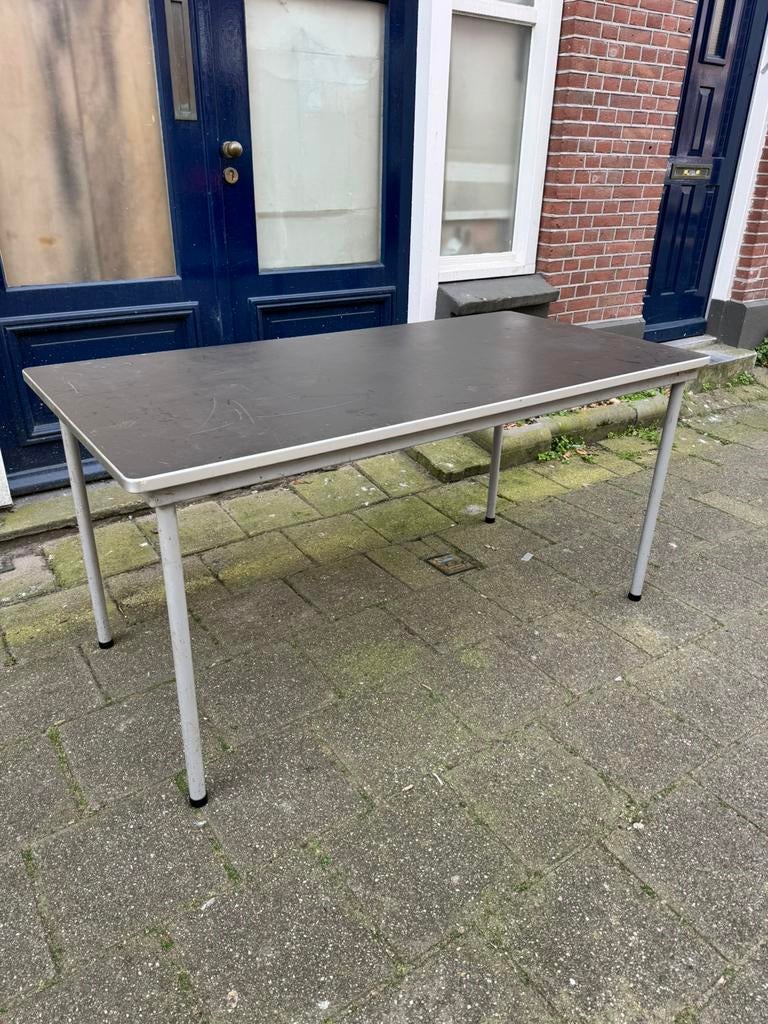 Ahrend de Cirkel jaren 50 vintage industriele tafel Gispen, Ophalen, Gebruikt, Rechthoekig, 50 tot 100 cm