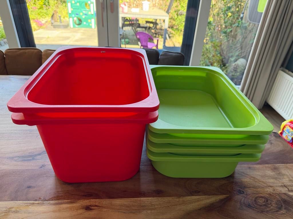 IKEA Trofast bakken: 4 kleine groene en 2 grote rode, Ophalen, Gebruikt