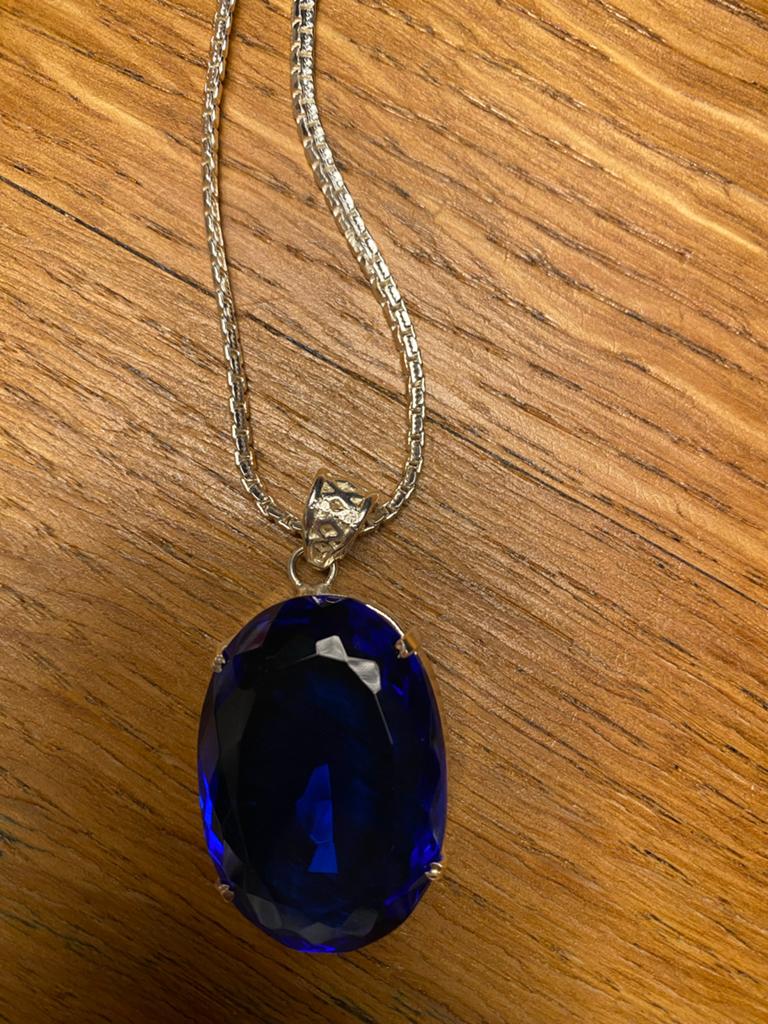Prachtige blauwe namaak steen ketting uit India, Sieraden, Tassen en Uiterlijk, Kettingen, Blauw, Nieuw, Ophalen of Verzenden