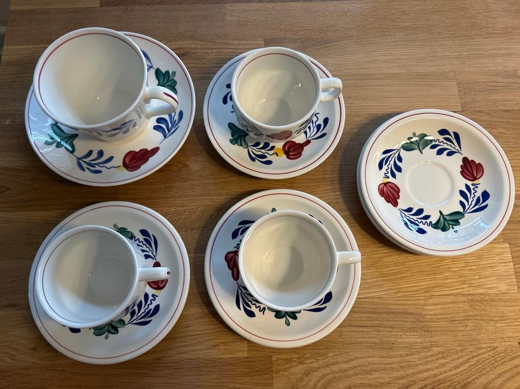 Boerenbont kopjes en schoteltjes, Huis en Inrichting, Keuken | Servies, Ophalen, Gebruikt, Keramiek, Kop(pen) en/of Schotel(s)