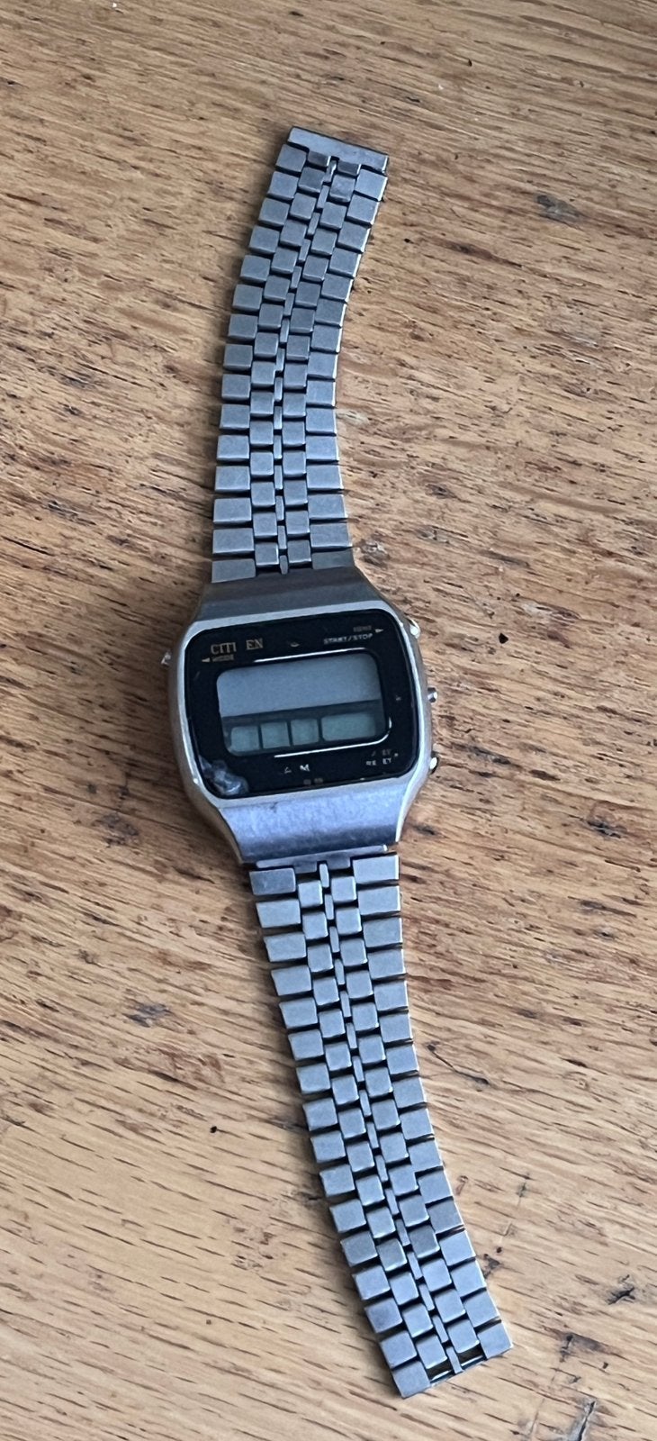 Citizen Crystron Multi Alarm LCD, Ophalen of Verzenden, Staal, Citizen, 1960 of later