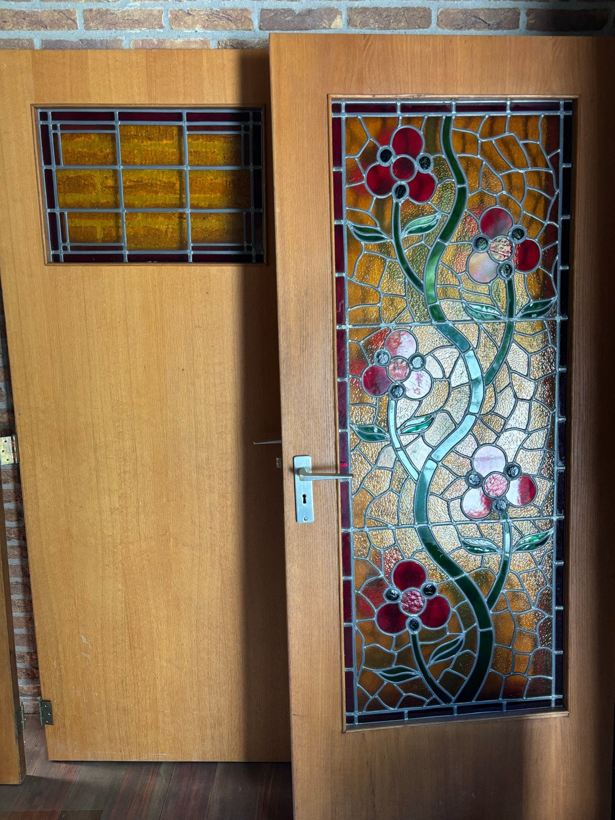 Diverse 70s deuren met glas-in-lood en dichte panelen, Ophalen, Gebruikt, 80 tot 100 cm, Binnendeur