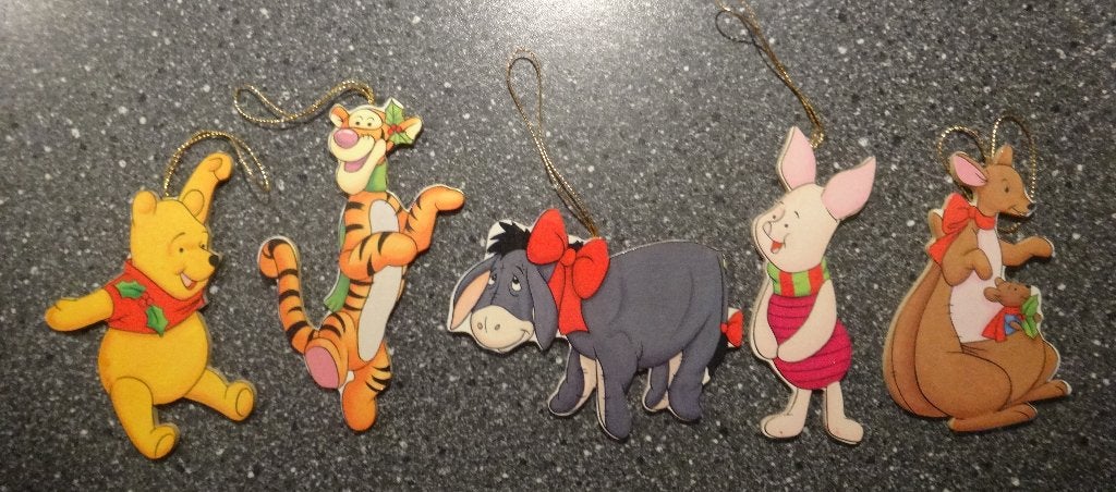 Disney vintage houten figuurtjes voor in de kerstboom, Ophalen of Verzenden, Winnie de Poeh of vrienden, Nieuw, Beeldje of Figuurtje
