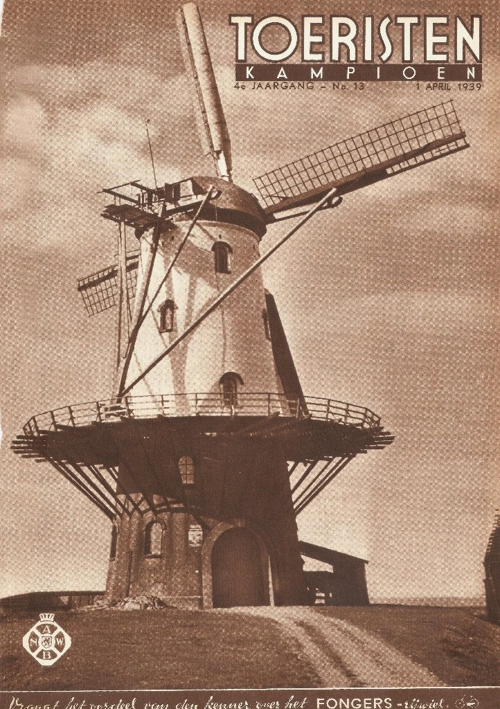 Veere molen De Koe knipsel 1939 doorboren molenas Zeeland, Gebruikt, Ophalen of Verzenden, Gebouw, Voor 1940