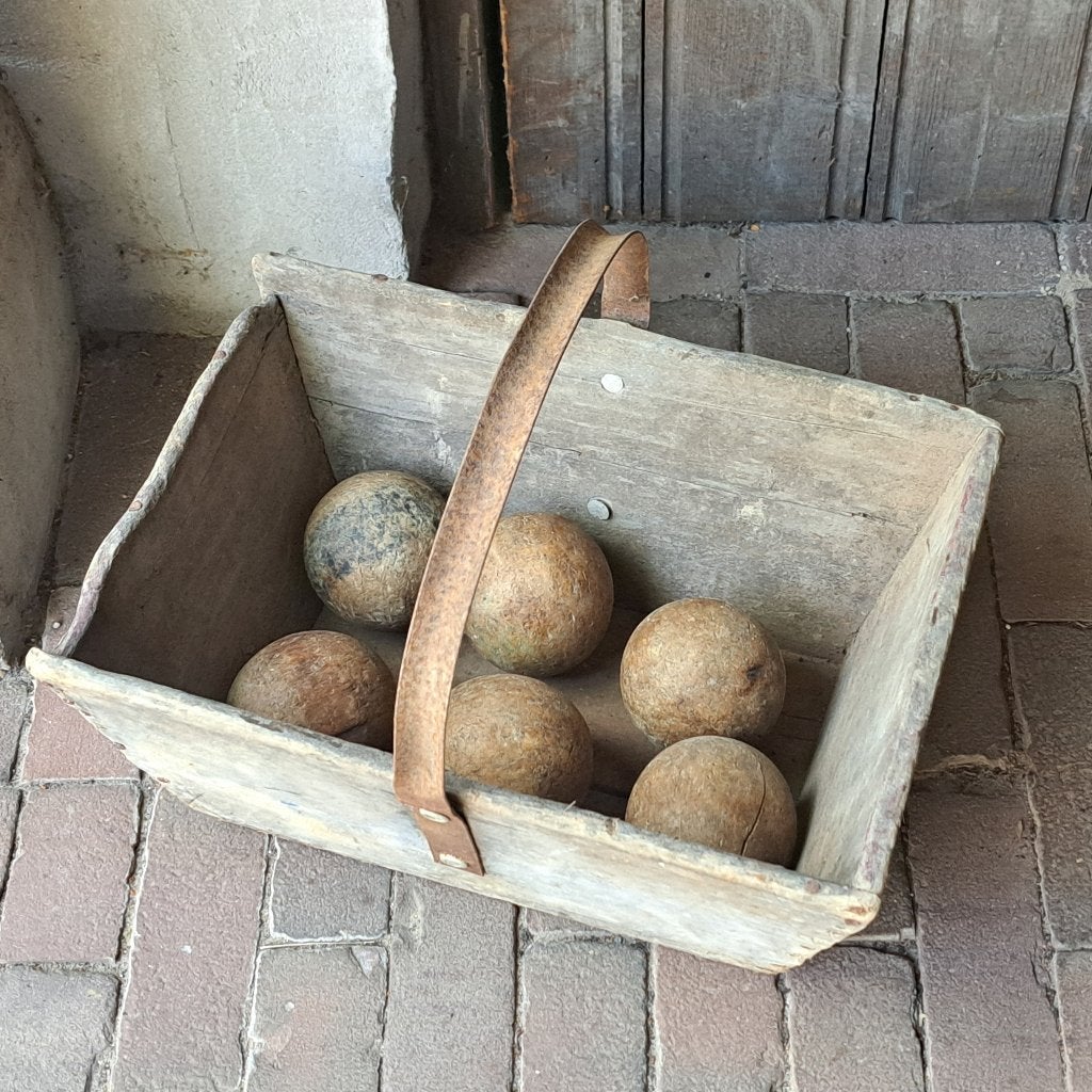 1x Oude brocante Franse houten bal ballen ø 8,5cm *Etage3*, Gebruikt, ., Ophalen of Verzenden, .