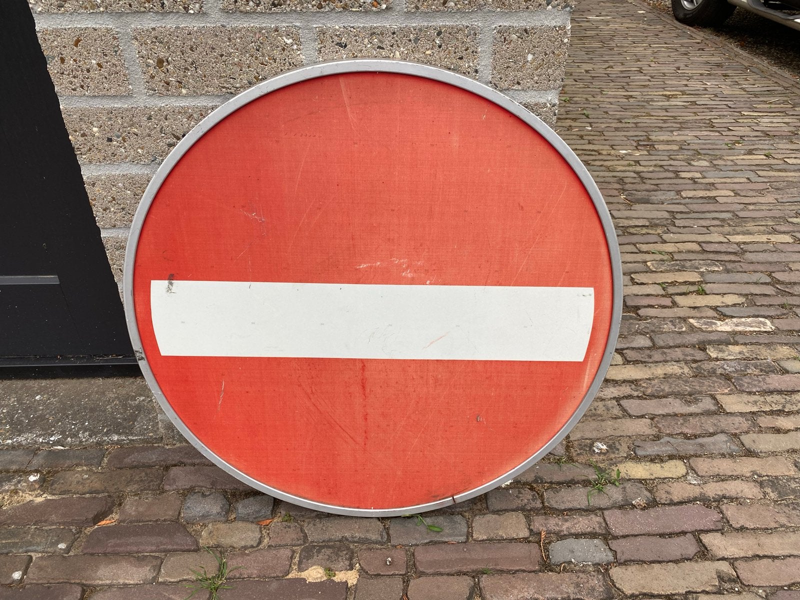 Origineel aluminium verkeersbord / stopbord 70 cm doorsnede, Ophalen, Gebruikt