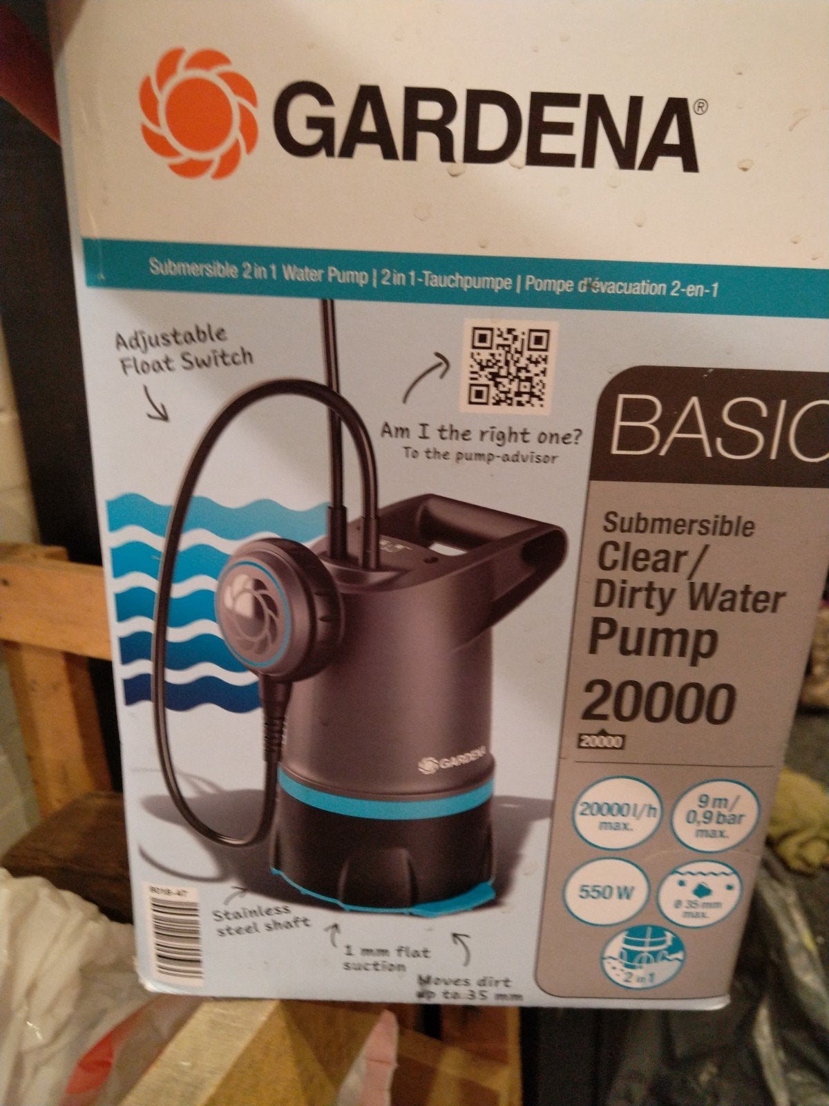 GARDENA Dompelpomp 20000 Helder/Vuil Water 2-in-1, Tuin en Terras, Ophalen, Nieuw, Elektrisch, Dompelpomp