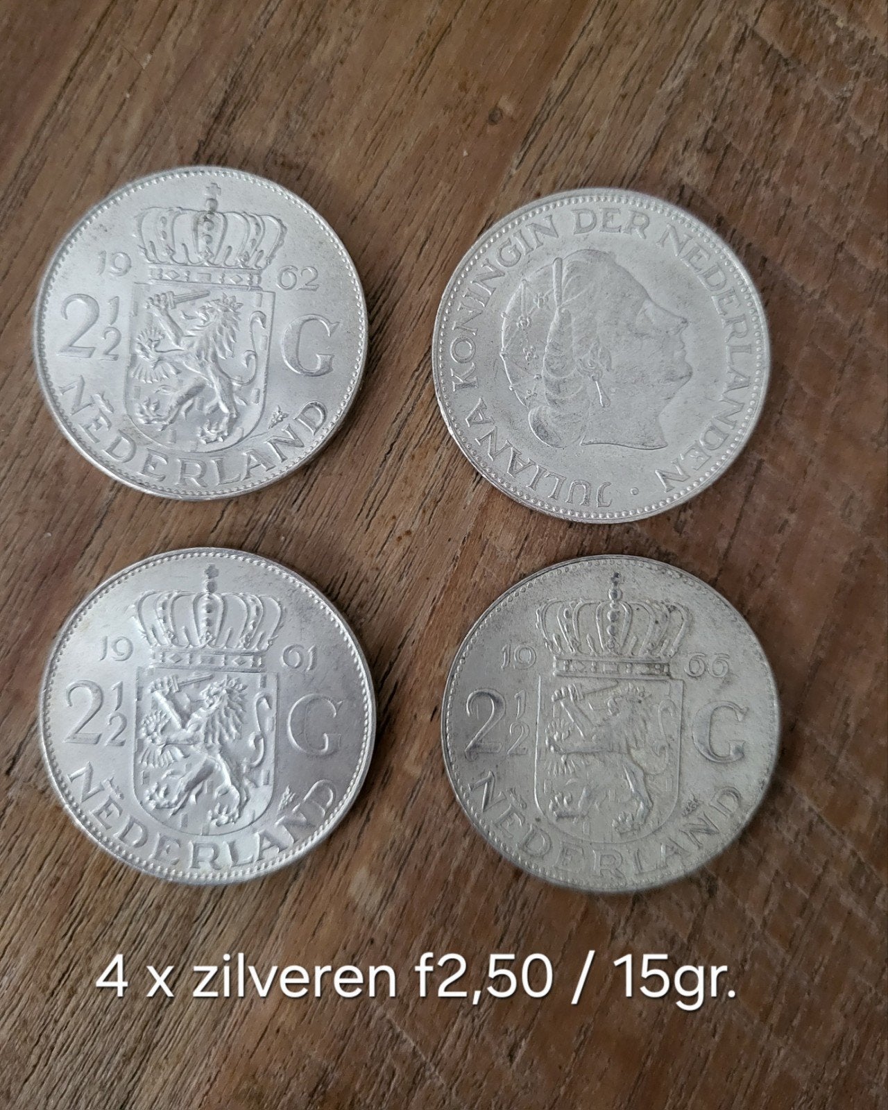 4 zilveren rijksdaalders / 2,5 gulden 15 gram., Postzegels en Munten, Ophalen of Verzenden, Koningin Juliana, 2½ gulden