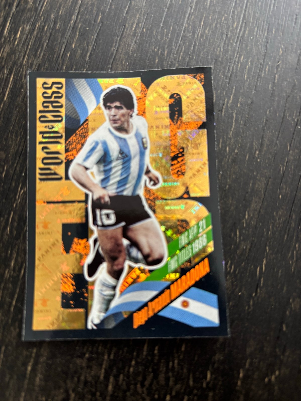 Panini World Class Maradona Insert — FWG Titles 1986 (Goud), Verzenden, Zo goed als nieuw, Buitenlandse clubs, Spelerskaart