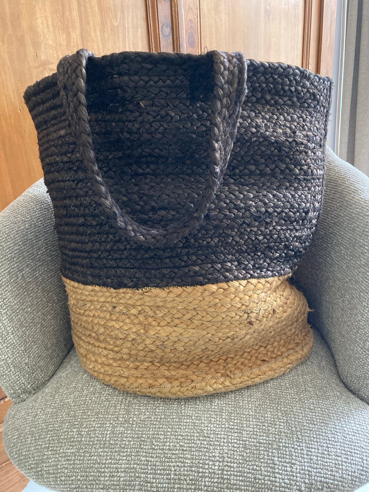 Stijlvolle Jute Mand - Bohemian / Ibiza, Overige materialen, Gebruikt, Mand, Rond