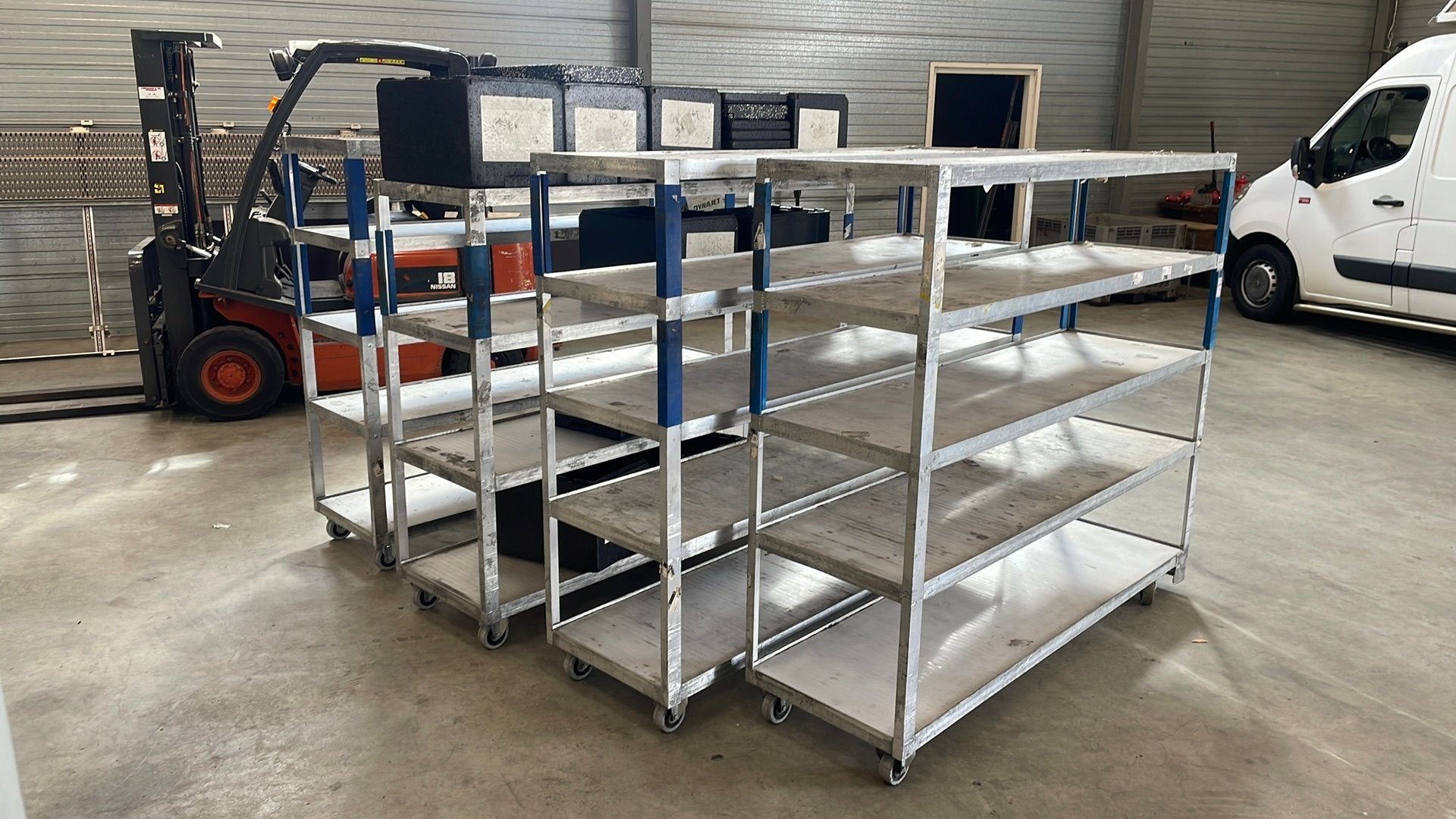 4x aluminium verrijdbare stellingkast, Huis en Inrichting, Kasten | Stellingkasten, Ophalen, Gebruikt