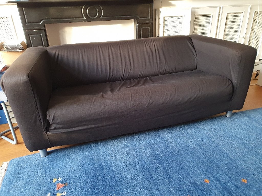 Ikea Klippan Bank met 3 hoezen (zwart, wit, rood), Ophalen, Gebruikt, Modern, Scandinavisch, 150 tot 200 cm