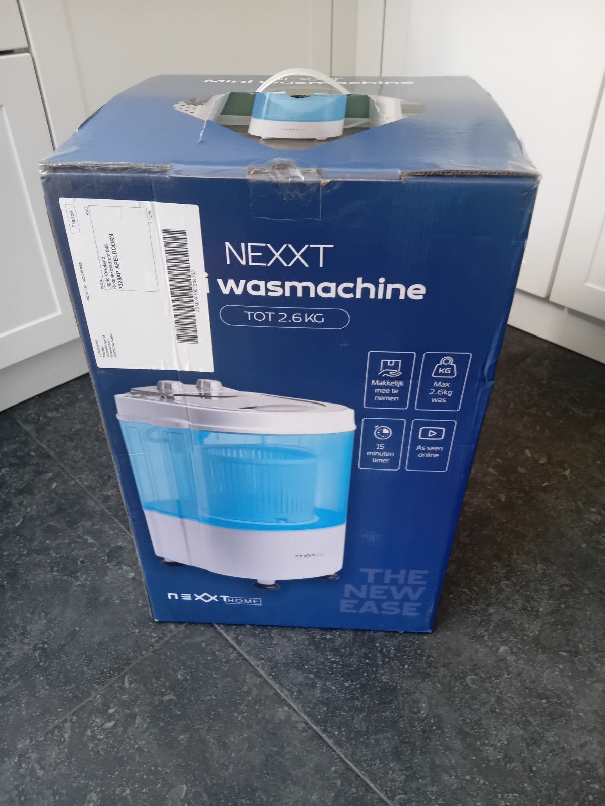 ongebruikte en ongeopend Nexxt mini wasmachine, Ophalen, Minder dan 1200 toeren, Minder dan 85 cm, 4 tot 6 kg