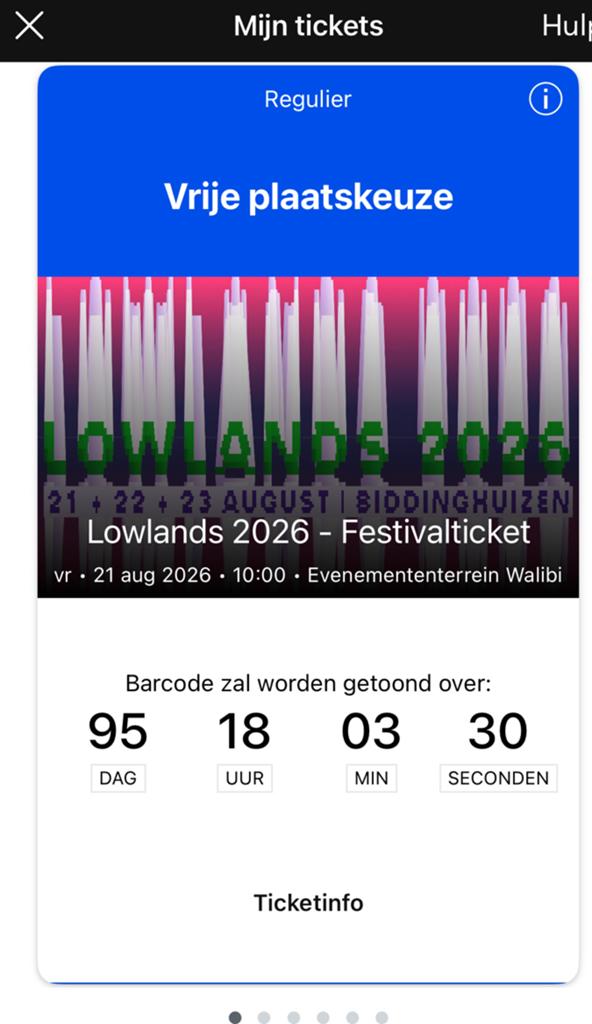 Lowlands 2026 ticket, Eén persoon