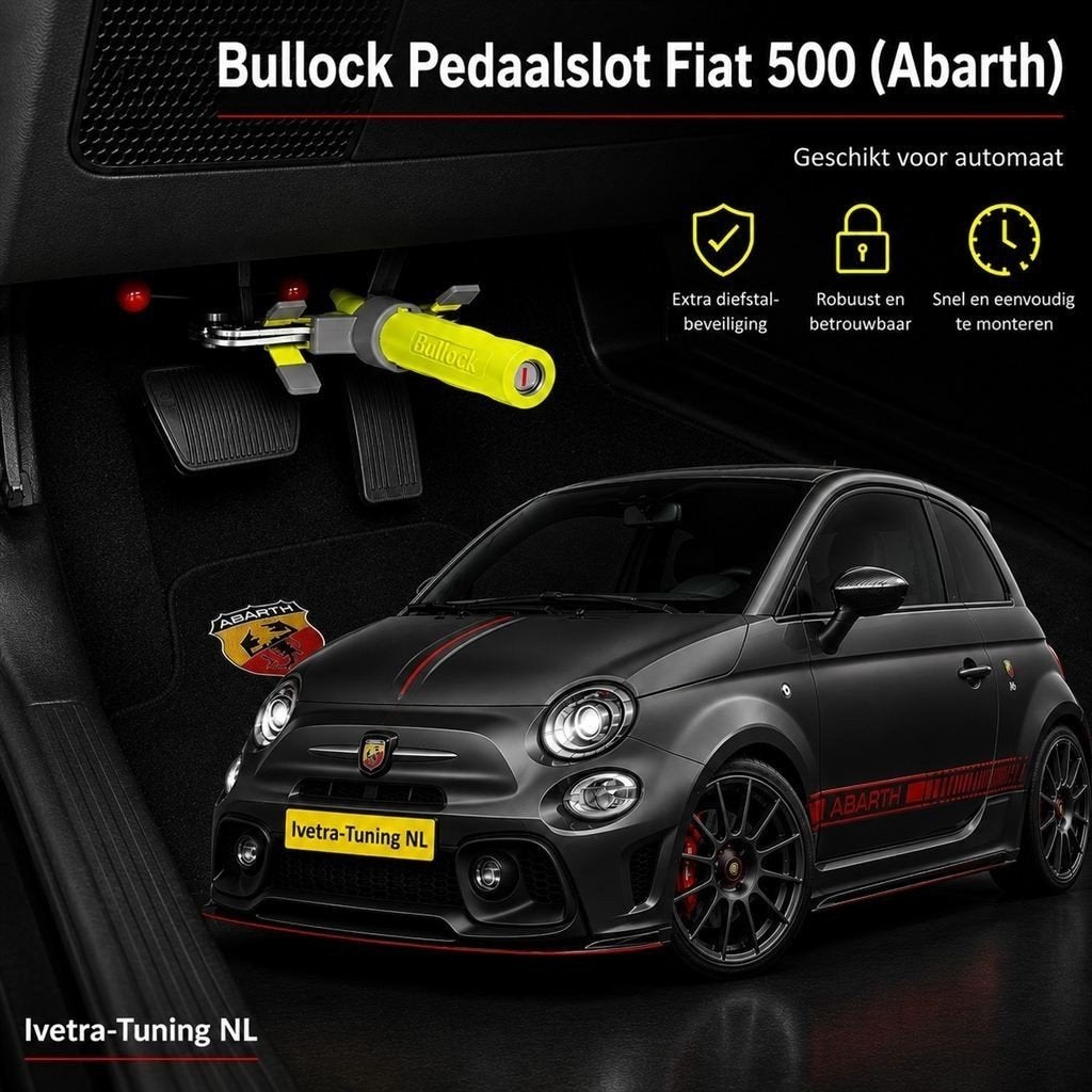 Pedaalslot Fiat 500 Abarth Automaat | Beveiliging Fiat 500, Ophalen of Verzenden, Info@ivetra-tuning.nl | www.ivetra-tuning.nl