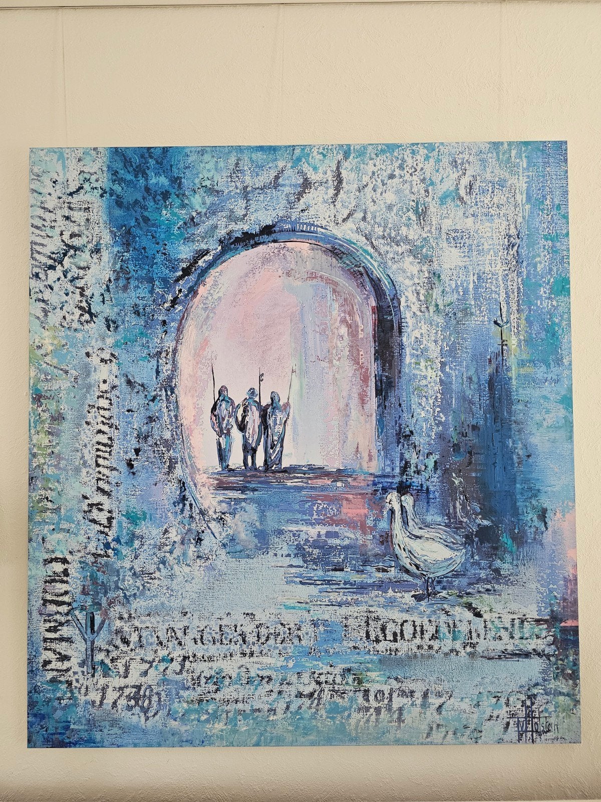 Dbound - Pelgrimgangers van Toos van Holstein (110x100cm), Ophalen, Doek, Portret of Personen, Expressionistisch