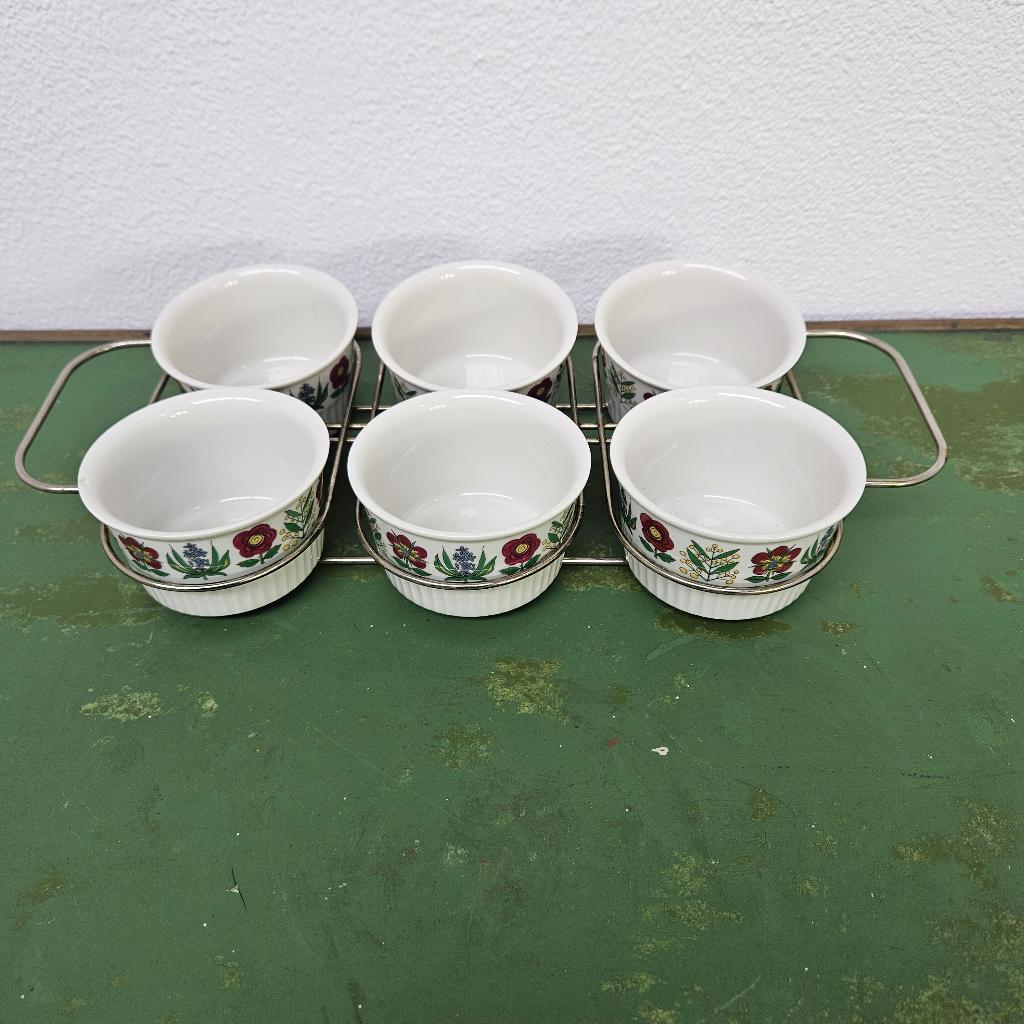 Vintage souffle schaaltjes in baktray Villeroy & Boch, Antiek en Kunst, Antiek | Keramiek en Aardewerk, Ophalen of Verzenden