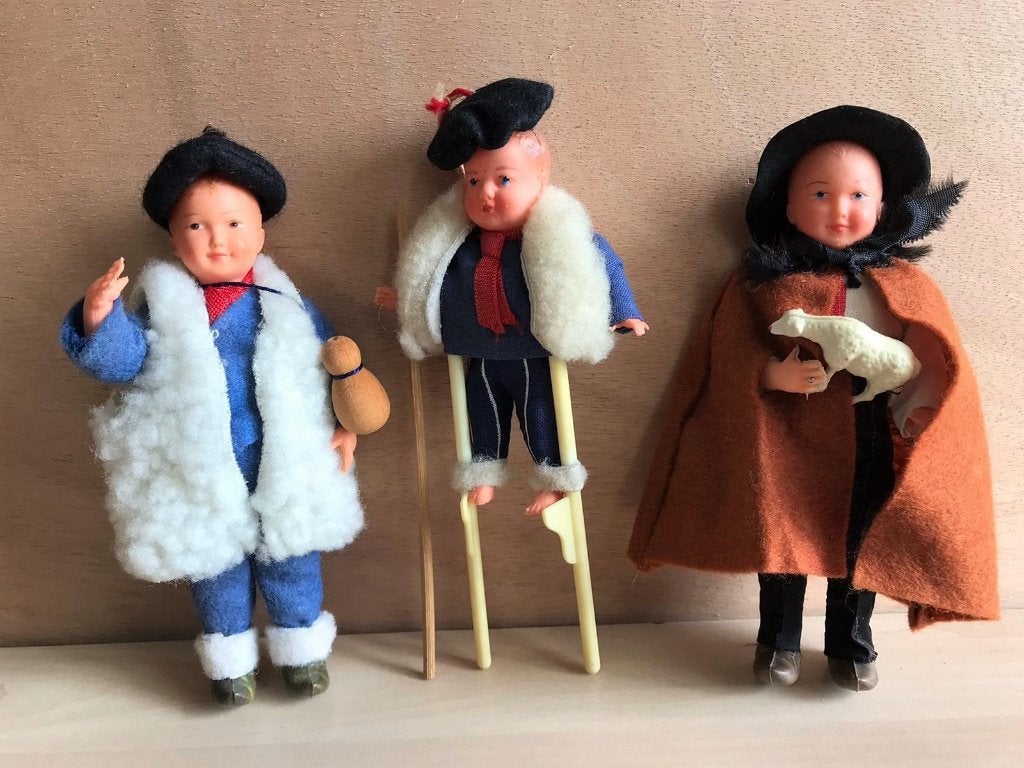 Oude Franse Sheperd Dolls Pop Basque Pyreneeën 1950, Ophalen of Verzenden, Gebruikt, Pop