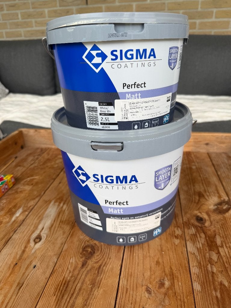 Sigma Perfect Matt – 7,5 liter – Nieuw, Doe-het-zelf en Verbouw, Verf, Beits en Lak, Ophalen, 5 tot 10 liter, Beige, Nieuw