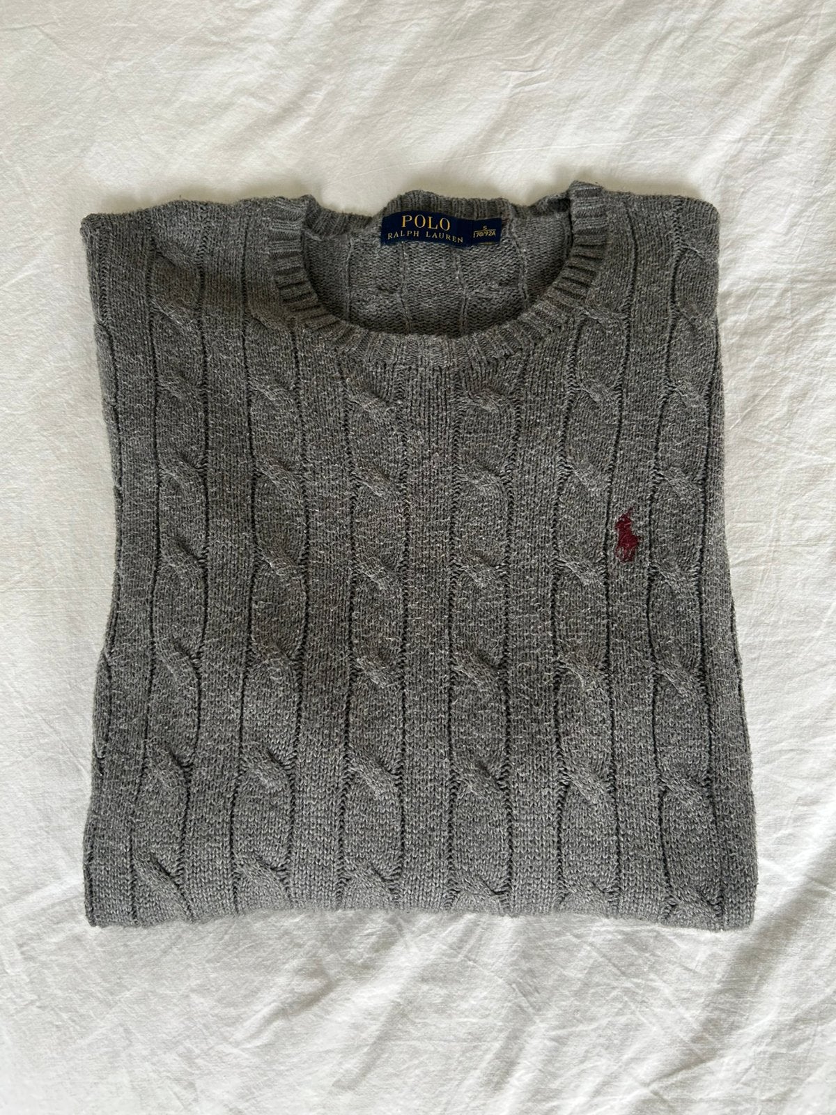 Ralph Lauren kabeltrui, Verzenden, Zo goed als nieuw, Maat 46 (S) of kleiner, Grijs
