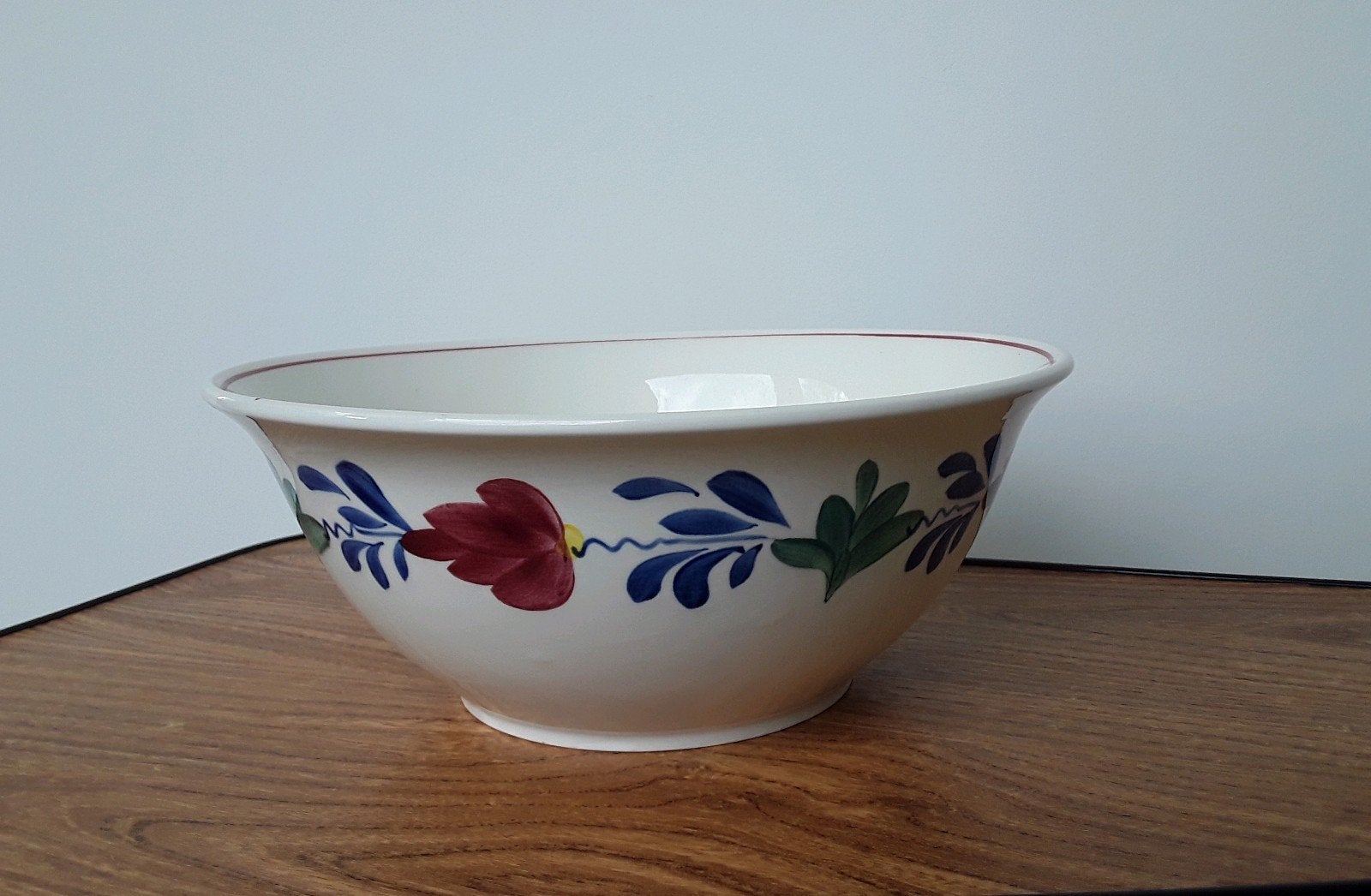 Grote vintage Boerenbont schaal, Royal Sphinx Maastricht, Ophalen of Verzenden, Zo goed als nieuw, Aardewerk, Schaal of Schalen