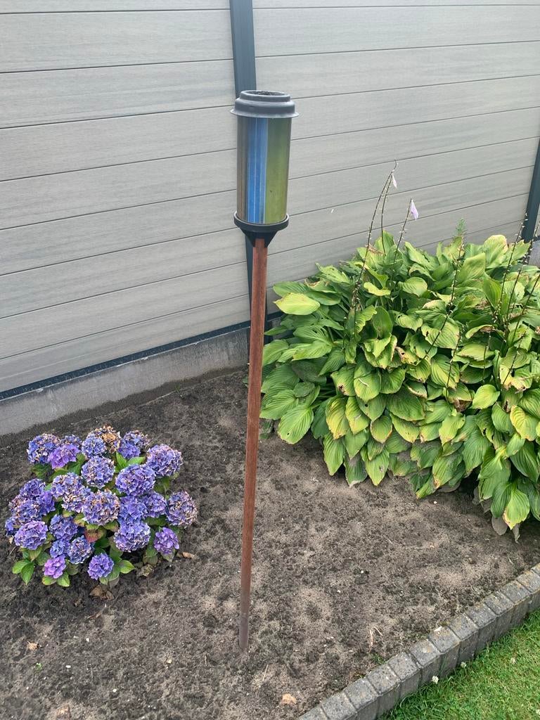 Tuinfakkel met houten steel - Sfeervolle buitenverlichting, Tuin en Terras, Fakkels, Ophalen, Zo goed als nieuw