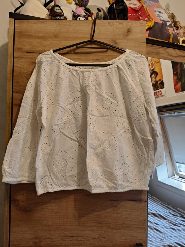 Prachtige witte broderie top – perfect voor de lente en zome, Ophalen of Verzenden, Zo goed als nieuw, Wit