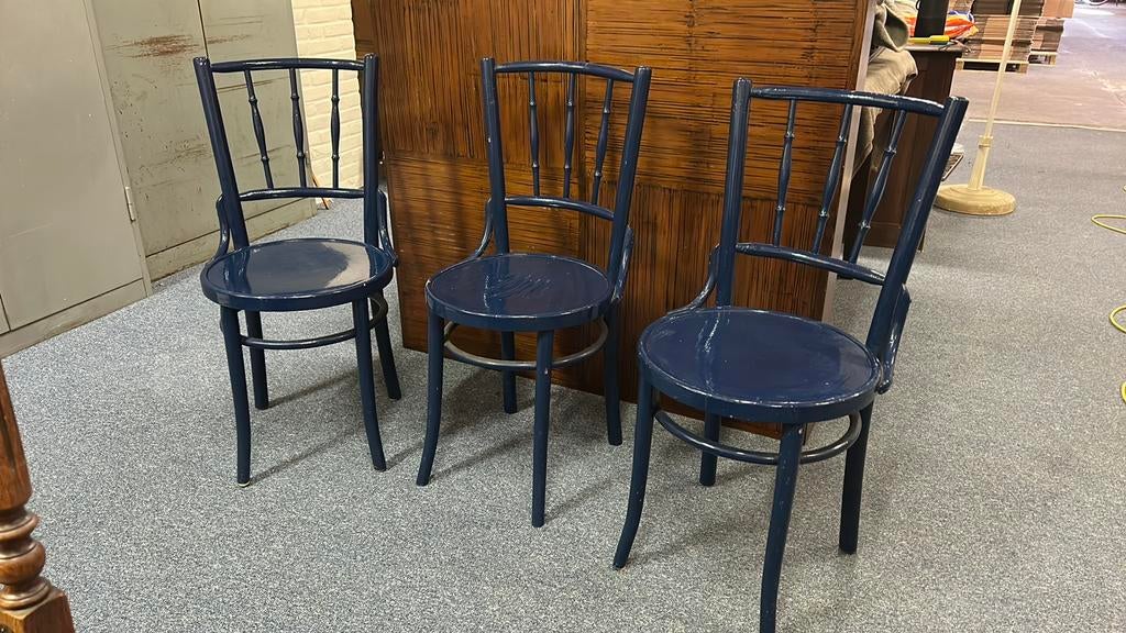 3 leuke caféstoelen!, Ophalen, Gebruikt, Drie, Blauw